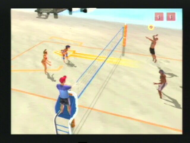 Summer Heat Beach Volleyball (PlayStation 2) screenshot: He's gonna try and spike it past me