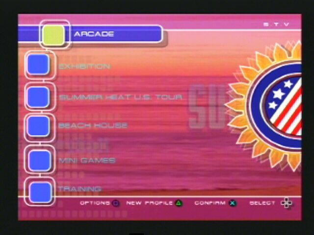 Summer Heat Beach Volleyball (PlayStation 2) screenshot: Main menu