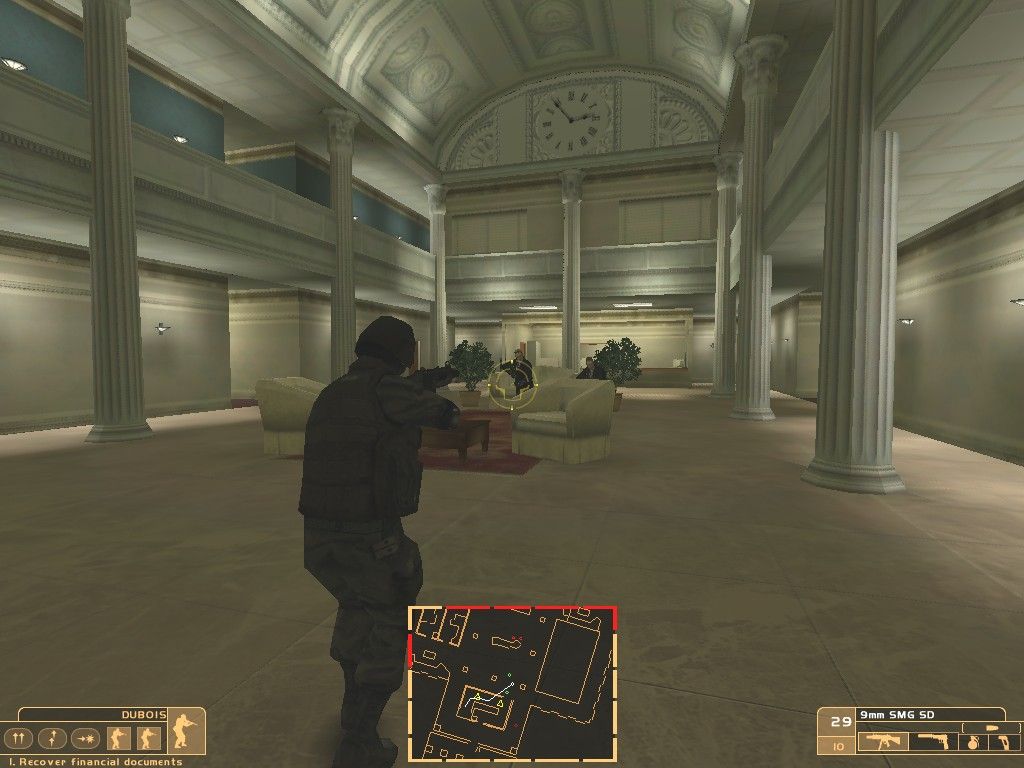 The Sum of All Fears (Windows) screenshot: You KNOW the deficit is getting out of hand when the U.S. sends its crack Counter-Terrorist team off to Austria to break INTO a bank