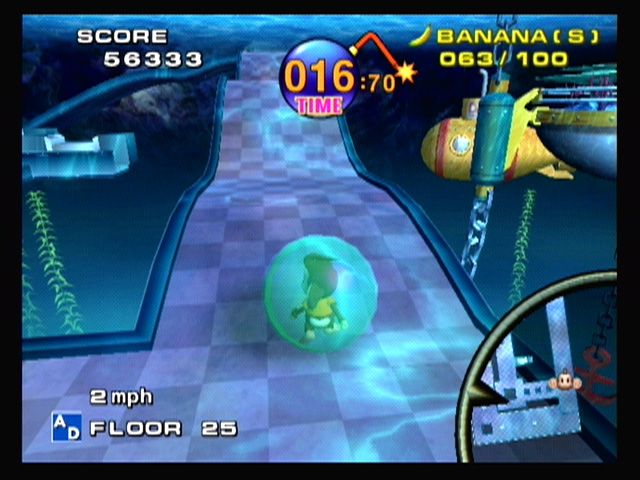 Super Monkey Ball (GameCube) screenshot: You may need to travel up or down hill