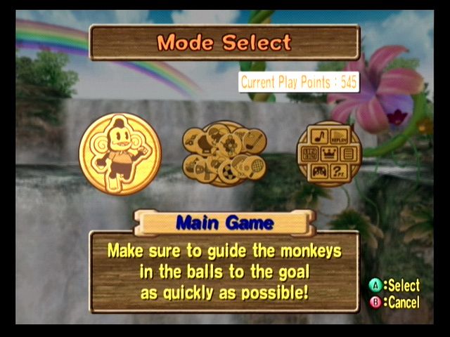 Super Monkey Ball 2 (GameCube) screenshot: Choose a game mode