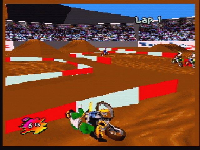 Supercross 3D (Jaguar) screenshot: I've fallen and I can't get up.