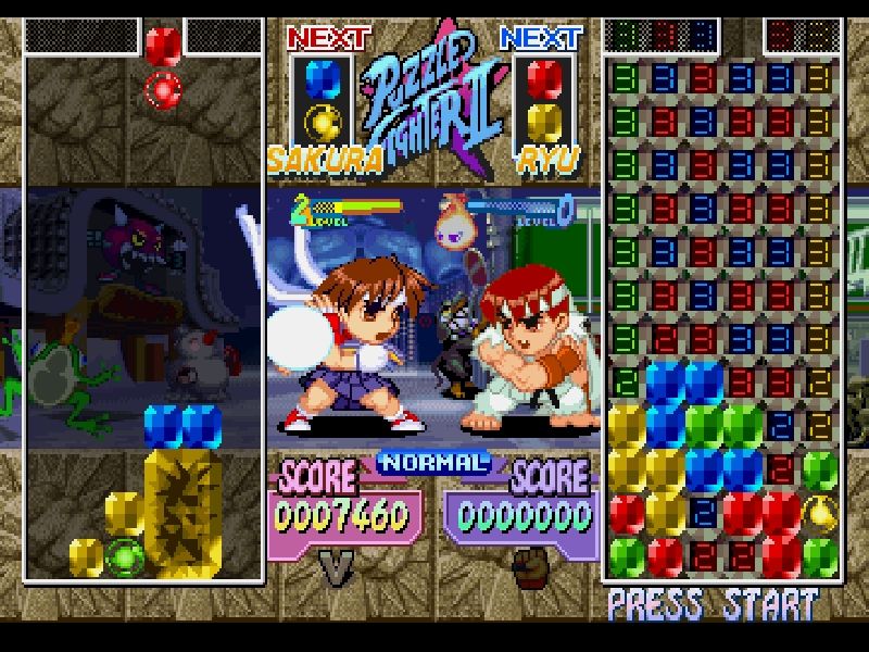 Super Puzzle Fighter II Turbo (Windows) screenshot: Huge combo!