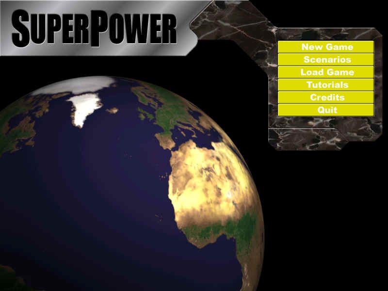 SuperPower (Windows) screenshot: The main menu.