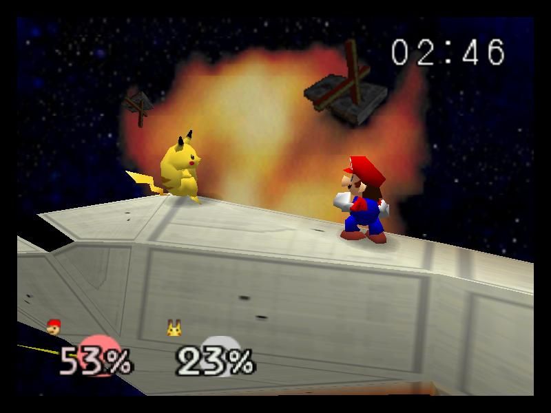 Super Smash Bros. (Nintendo 64) screenshot: Super Mario vs. Pikachu