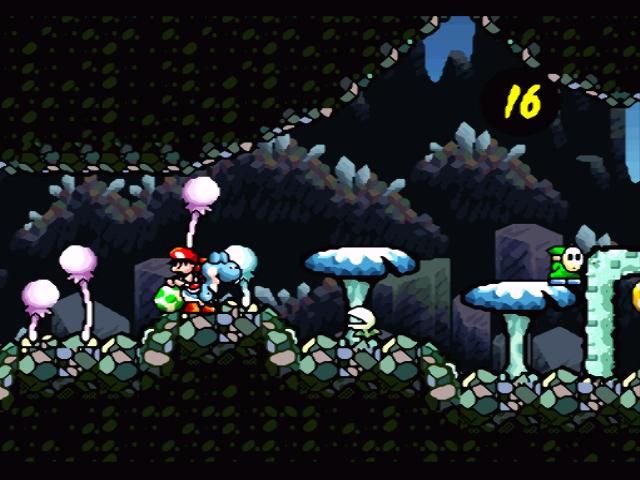 Super Mario World 2: Yoshi's Island (SNES) screenshot: Beautiful cave level