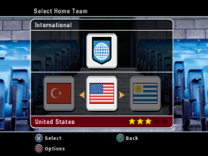 FIFA Soccer 2004 (PlayStation) screenshot: Team selection.