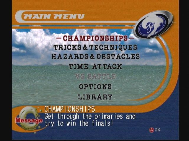 Surf Rocket Racers (Dreamcast) screenshot: Main Menu