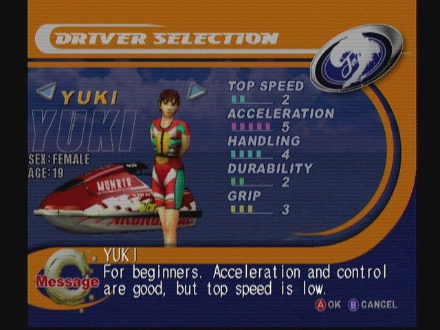 Surf Rocket Racers (Dreamcast) screenshot: Driver Selection