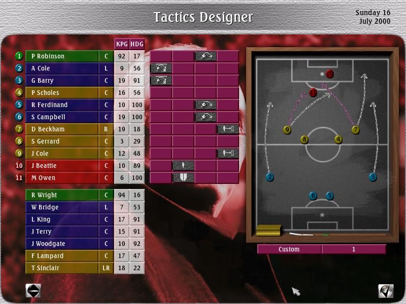 Sven-Göran Eriksson's World Manager (Windows) screenshot: Tactics