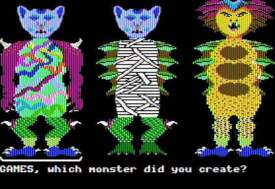 The Incredible Laboratory (Apple II) screenshot: Which Monster did I Create?