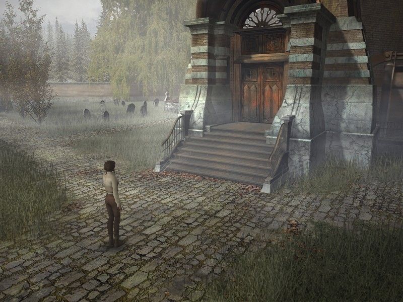 Syberia (Windows) screenshot: A Spooky Cemetery