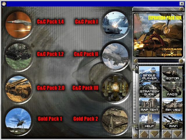 Tactical Operations Volume II: Beyond Destruction (Windows) screenshot: Expansion screen for Command & Conquer