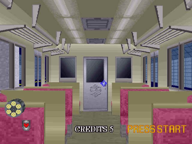 Virtua Cop 2 (Windows) screenshot: on a train