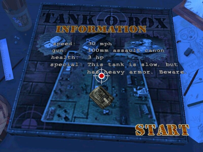 Tank-O-Box (Windows) screenshot: Mission info
