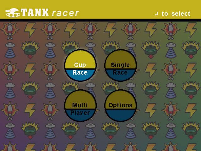 Tank Racer (Windows) screenshot: Main menu