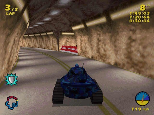 Tank Racer (Windows) screenshot: through a tunnel