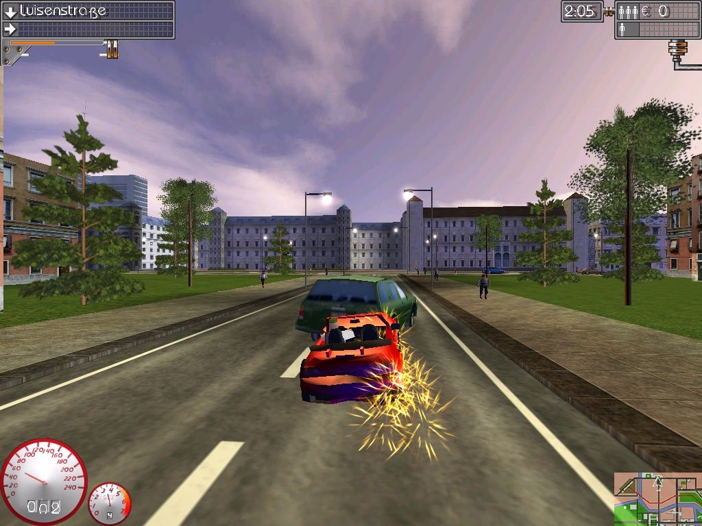 Taxi Challenge: Berlin (Windows) screenshot: Bang... sparks fly :)