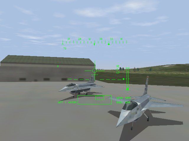Team Apache (Windows) screenshot: F-16 on ground.