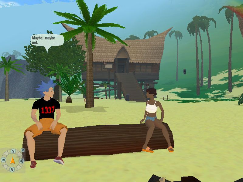 There (Windows) screenshot: Chatting at Camp Fire beach