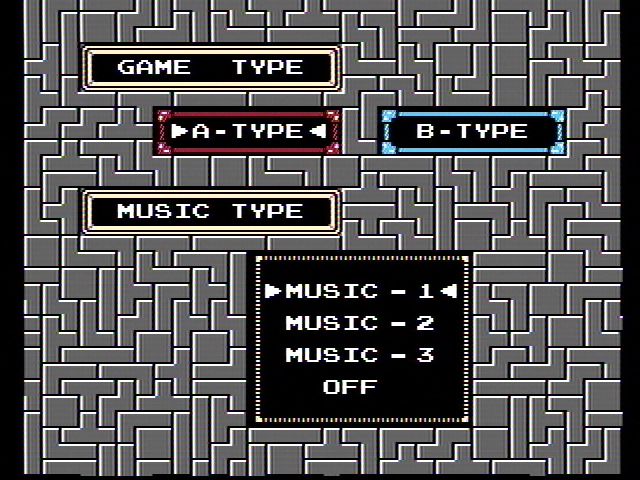 Tetris (NES) screenshot: Set up a new game