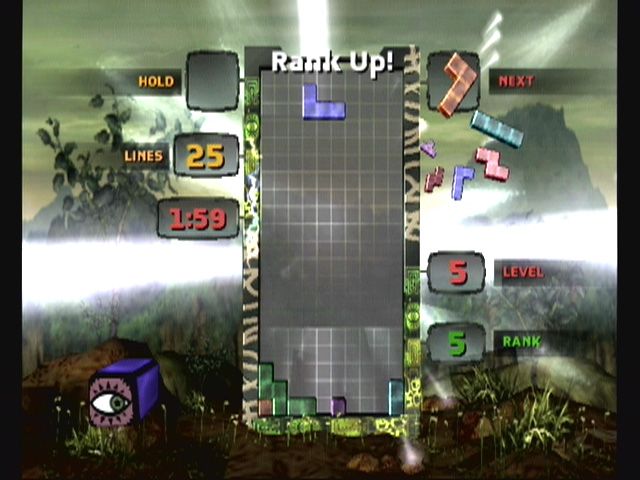 Tetris Worlds (GameCube) screenshot: An increase in rank