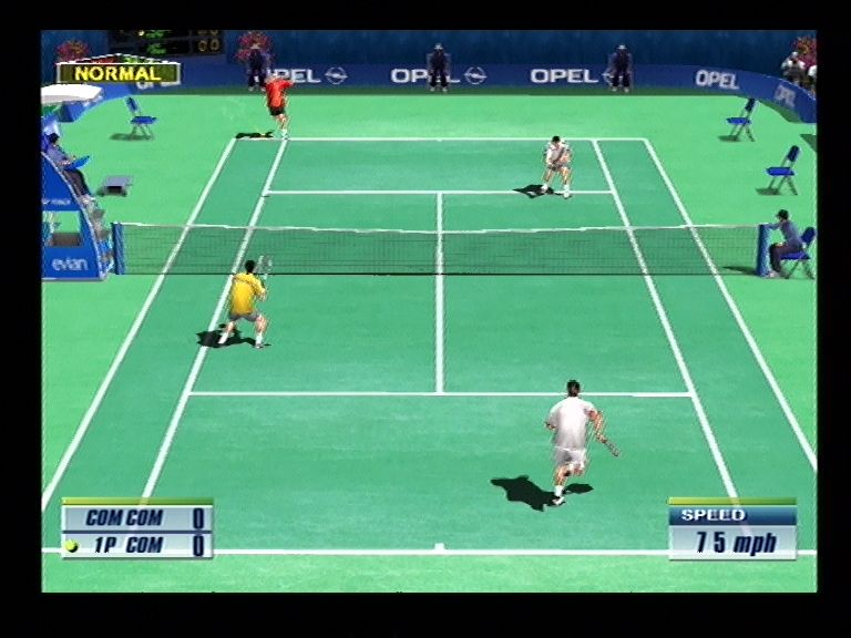 Virtua Tennis 2 (Dreamcast) screenshot: Some doubles action.