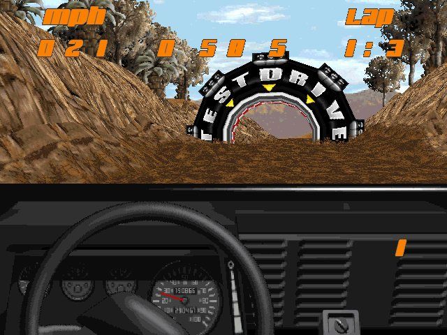 Test Drive: Off-Road (DOS) screenshot: Cockpit view