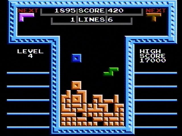 Tetris (NES) screenshot: Two player cooperative mode (Tengen release)