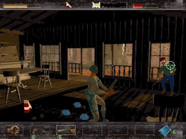 Time Commando (Windows) screenshot: Wild West: Thumping tramps.