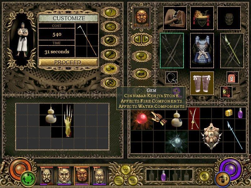Throne of Darkness (Windows) screenshot: The blacksmith repairs, recycles, and customizes your weapons.