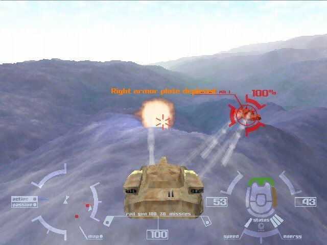 Thunder Brigade (Windows) screenshot: Right armor plate depleted