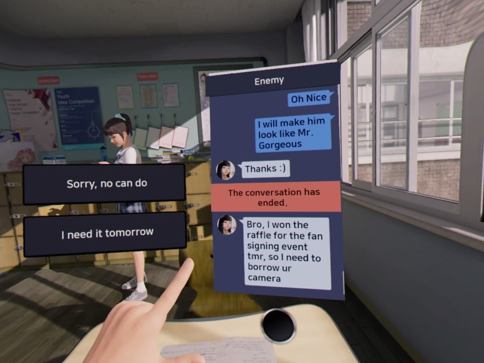 Focus on You (PlayStation 4) screenshot: Text-chatting on a smartphone