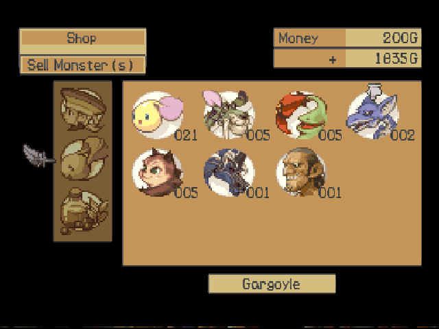 Threads of Fate (PlayStation) screenshot: You can sell your monster coins