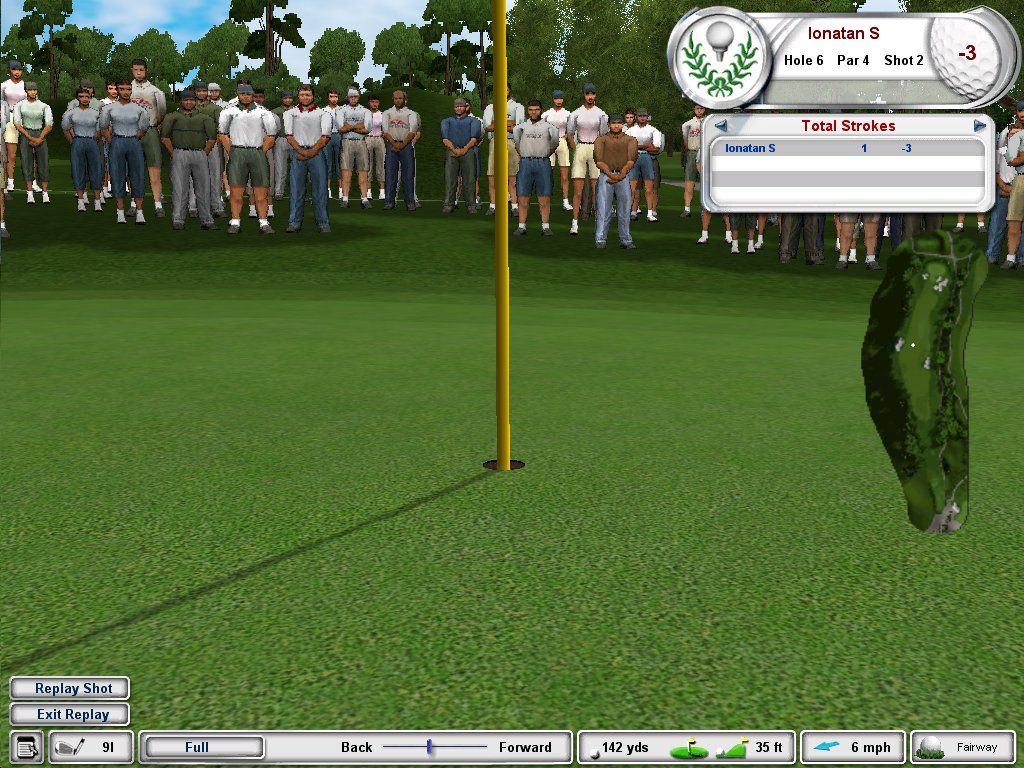 Tiger Woods PGA Tour 2003 (Windows) screenshot: An Eagle on a Par 4. What a shot!