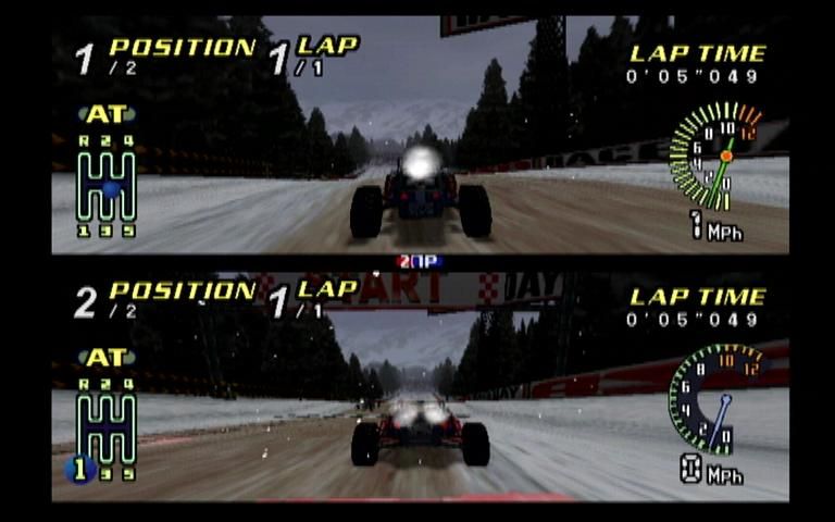 TNN Motorsports Hardcore Heat (Dreamcast) screenshot: Split Screen