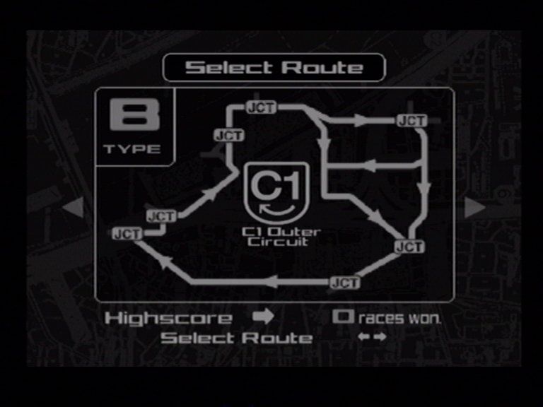 Tokyo Xtreme Racer (Dreamcast) screenshot: Map Selection