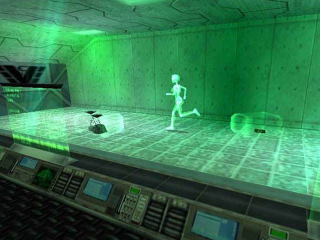 Tomb Raider: Chronicles (Windows) screenshot: This room is x-ray monitored.. Lara has to go throught without her weaponry.