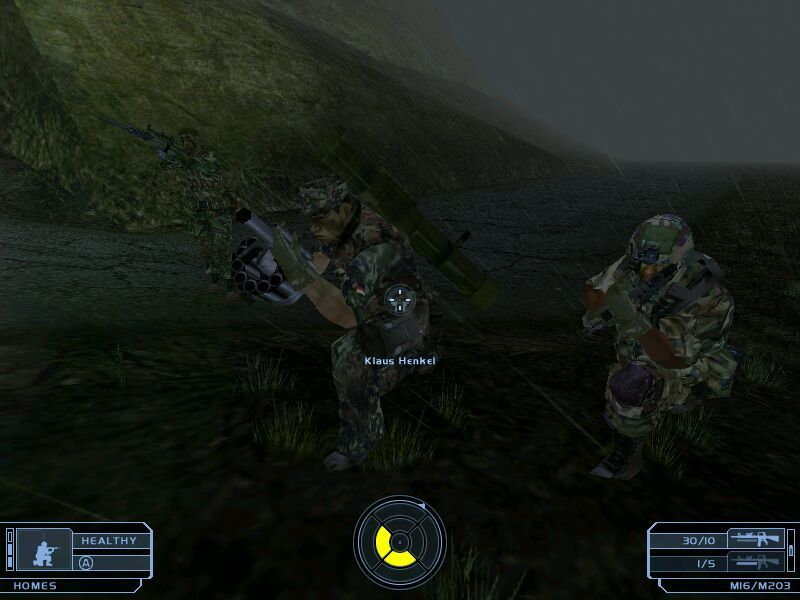 Tom Clancy's Ghost Recon: Island Thunder (Windows) screenshot: Weather effects are awesome (so's the gun).