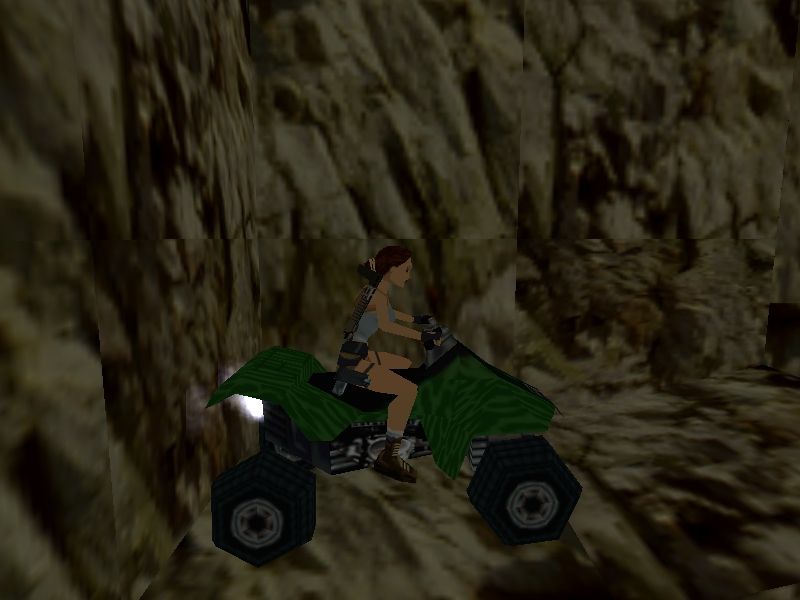 Tomb Raider III: Adventures of Lara Croft (Windows) screenshot: This time out, Lara can occasionally take a break from running with her new 4-wheeler.
