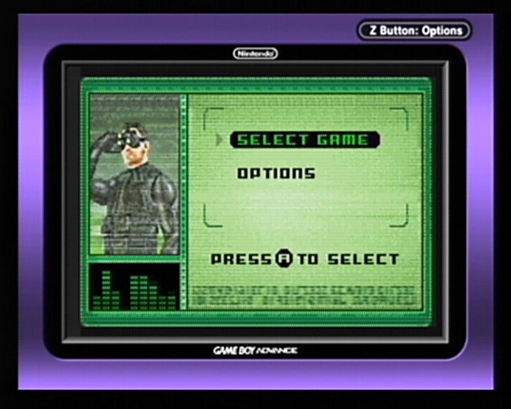 Tom Clancy's Splinter Cell (Game Boy Advance) screenshot: Main Menu