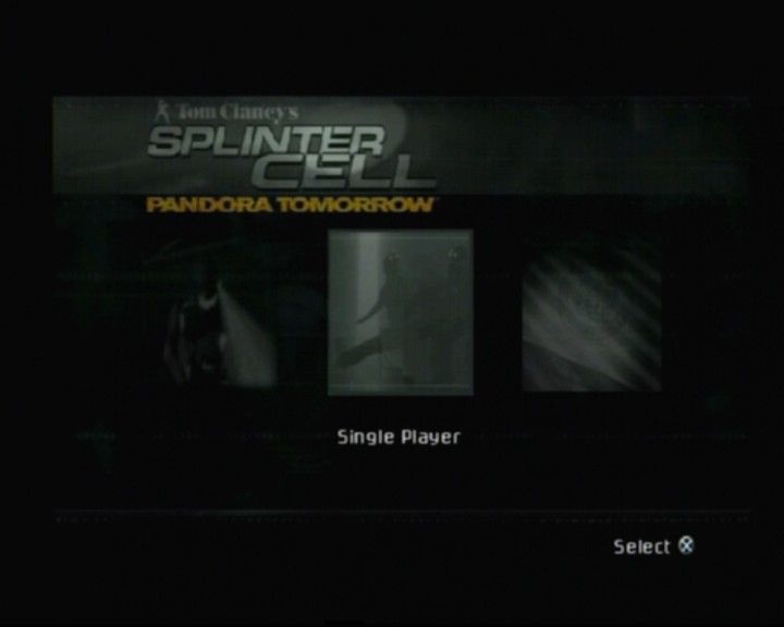 Tom Clancy's Splinter Cell: Pandora Tomorrow (PlayStation 2) screenshot: Main menu selection
