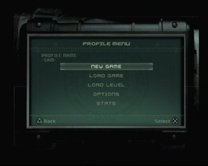 Tom Clancy's Splinter Cell: Pandora Tomorrow (PlayStation 2) screenshot: Profile menu