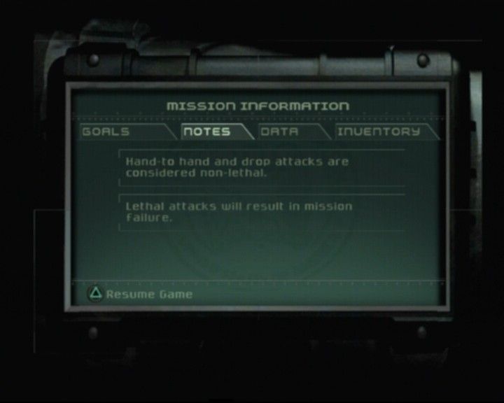 Tom Clancy's Splinter Cell: Pandora Tomorrow (PlayStation 2) screenshot: Check your notepad to see any informations necessary to your current mission