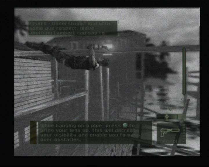 Tom Clancy's Splinter Cell: Pandora Tomorrow (PlayStation 2) screenshot: When areas get inaccessible, you may have to resort to slower but less space requiring moving technique