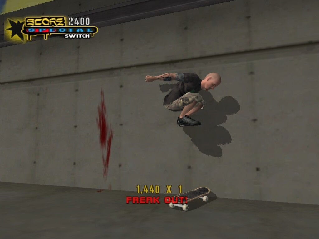 Tony Hawk's Underground 2 (Windows) screenshot: Freak out - blood on the wall