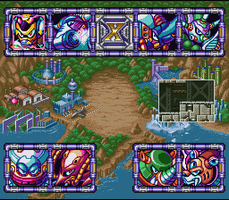 Mega Man X3 (SNES) screenshot: Stage selection screen.