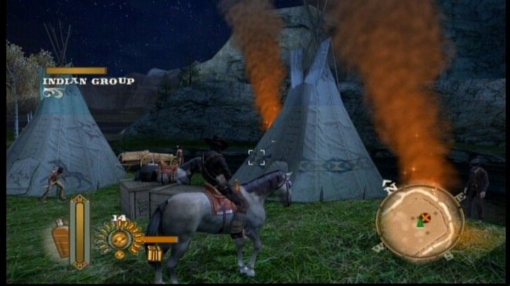 Gun (Xbox 360) screenshot: Saving the indian village from the bandits.