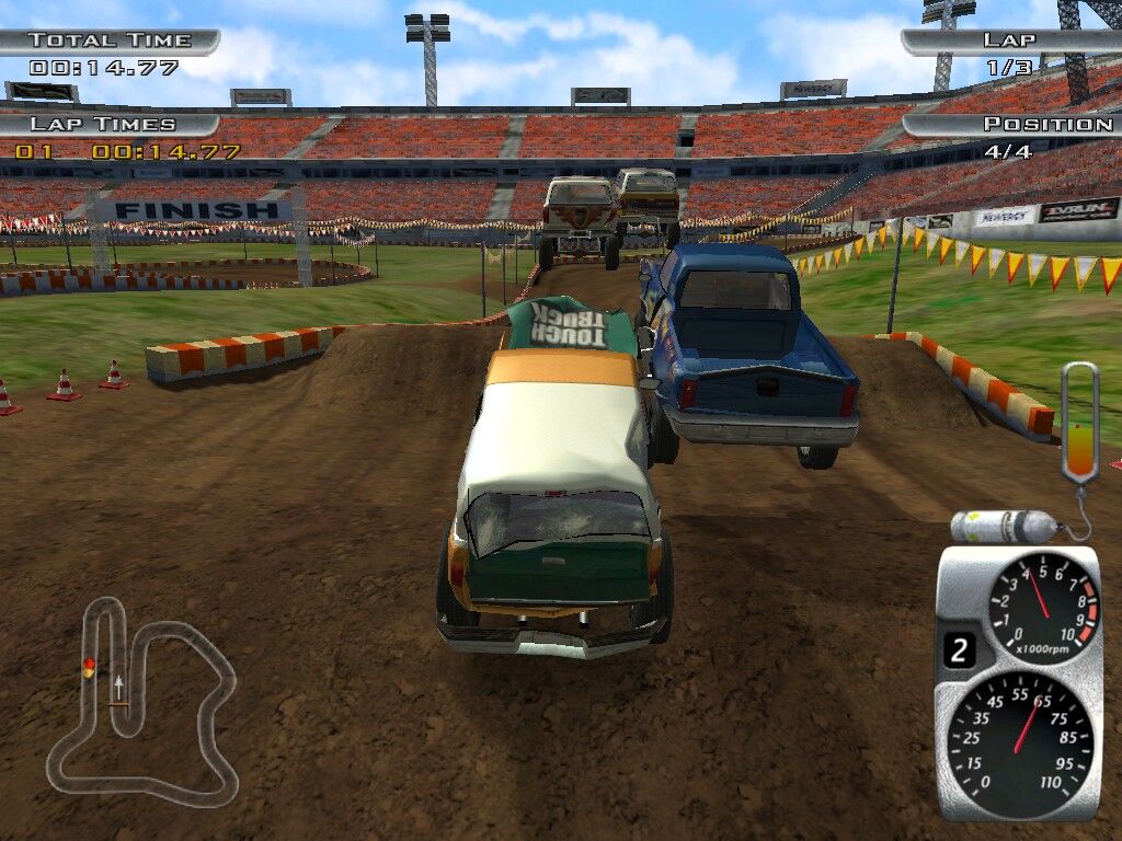 Tough Trucks: Modified Monsters (Windows) screenshot: As you advance, tracks become more sophisticated