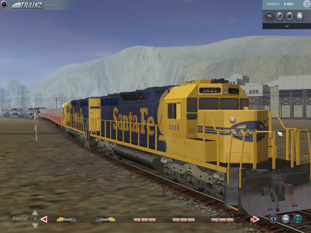 Trainz: Virtual Railroading on your PC (Windows) screenshot: Raw Power. A duo of SD40's takes a load into the hills.